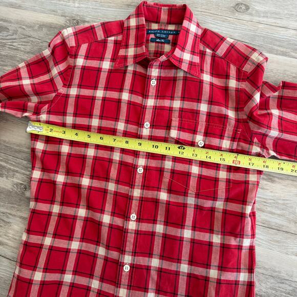 Ralph Lauren Men’s Red Plaid Button Down Shirt Classic Slim Fit 100% Cotton Sz 6 - Picture 8 of 9